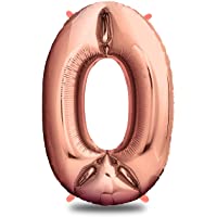 Los mejores  - envami Globos de Cumpleãnos 0 Oro Rosas I 101 CM Globo 0 I Globo Numero 0 I Decoracion Cumpleaños Niñas I Globos Numeros…